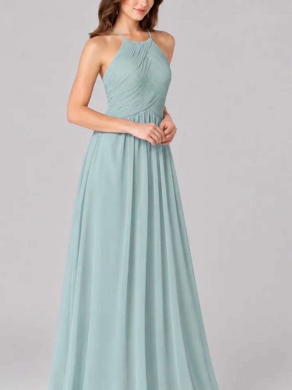 Revelry A-Line Halter Pleated Chiffon Floor-Length Bridesmaid Dress